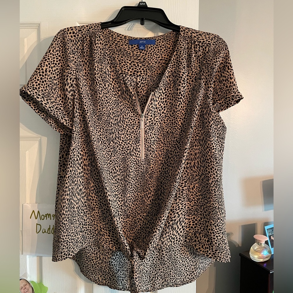 Animal print high low blouse